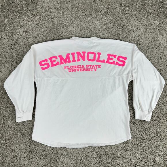 Pressbox Tops - Florida Seminoles Shirt Womens L White Pink FSU Spirit Style Long Sleeve